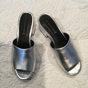 Steve Madden Shiny Silver Mules